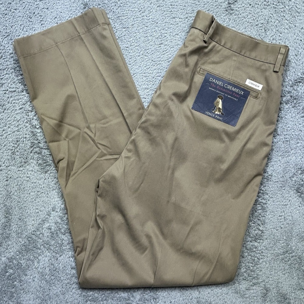 Daniel Cremieux Pants Mens 36x34 Tan Khaki Vence Chino Casual Flat Front Cotton